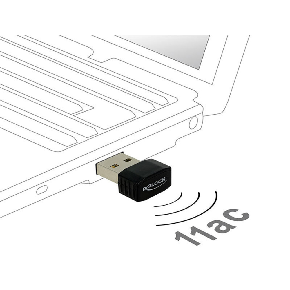 Delock Nano-WLAN-USB-Stick Dualband 2,4/5 GHz, WLAN AC 433, USB 2.0