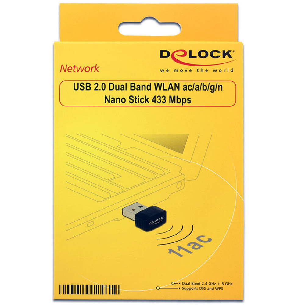 Delock Nano-WLAN-USB-Stick Dualband 2,4/5 GHz, WLAN AC 433, USB 2.0