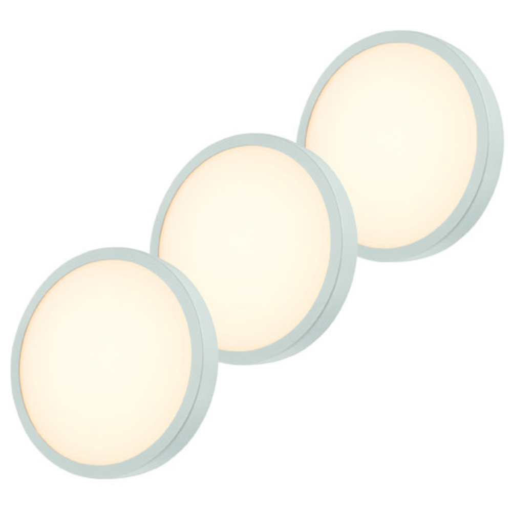 ELV 3er Set 10-W-LED-Deckenleuchte, IP54, dimmbar