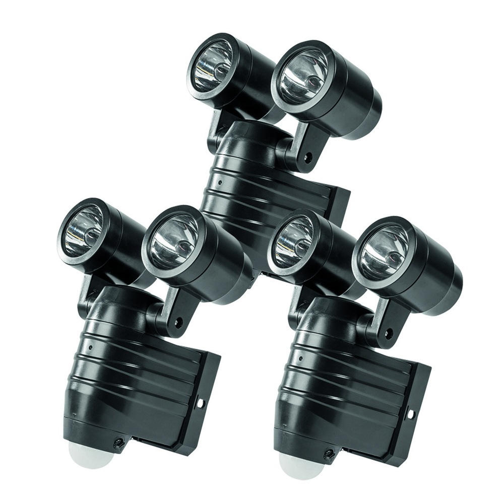 ELV 3er Set 10-W-Batterie-LED-Leuchte mit 2 Spots, 450 lm, IP44