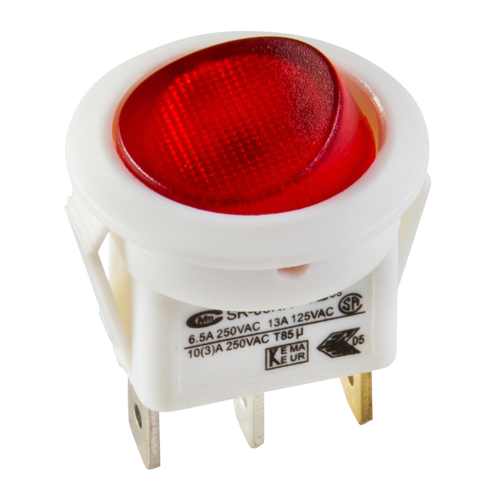 inter Bär Einbau-Wippenschalter Serie 3630, 6,5 A, 250 V,weiß/rot