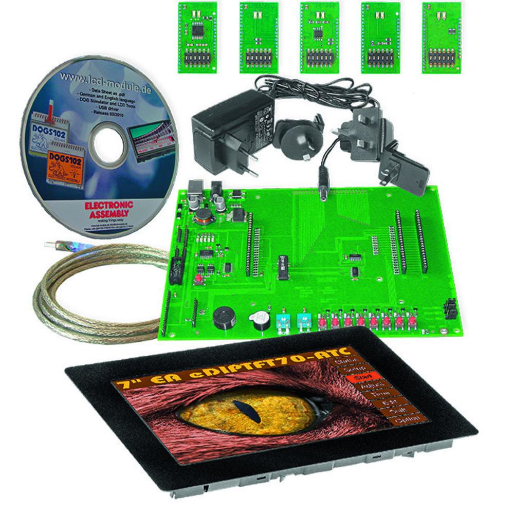 Electronic Assembly Starterkit mit Grafik-LCD EA EVALeDIPTFT70TC, 800 x 480 Pixel