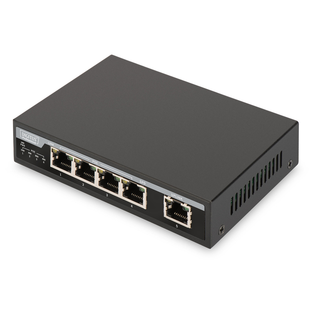 DIGITUS Professional 4-Port Fast Ethernet PoE-Switch DN-95320 + 1x Uplink