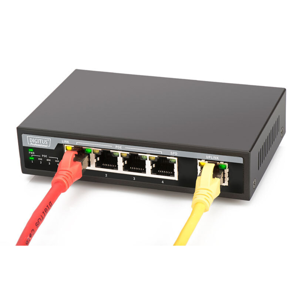 DIGITUS Professional 4-Port Fast Ethernet PoE-Switch DN-95320 + 1x Uplink