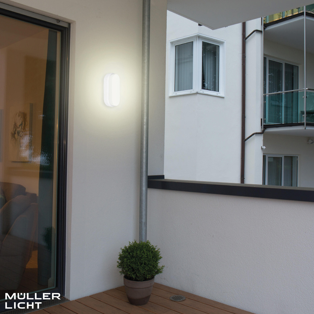 Müller Licht 9-W-Oval-LED-Decken-/Wandleuchte mit HF-Bewegungssensor, neutralweiß