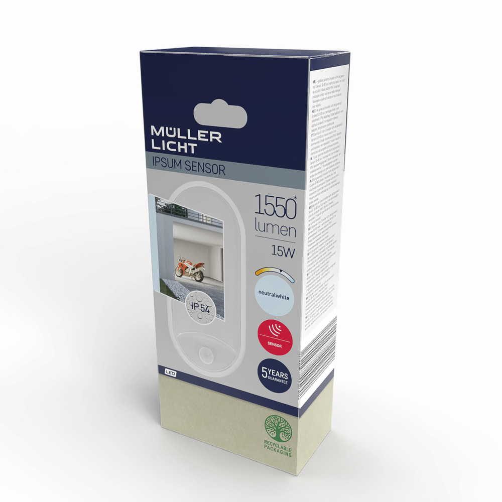 Müller Licht 9-W-Oval-LED-Decken-/Wandleuchte mit HF-Bewegungssensor, neutralweiß