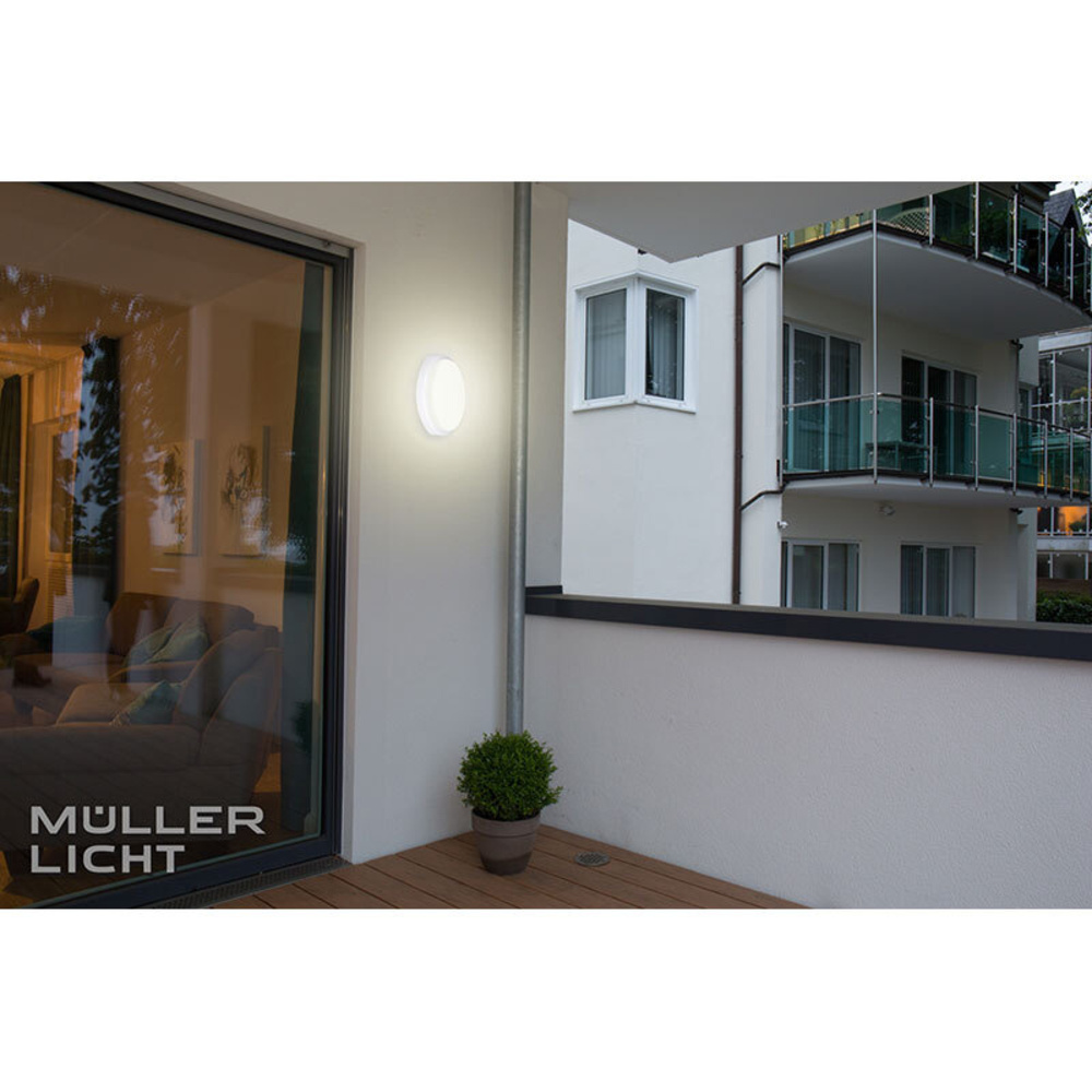 Müller Licht 9-W-LED-Decken-/Wandleuchte mit HF-Bewegungssensor, rund, neutralweiß