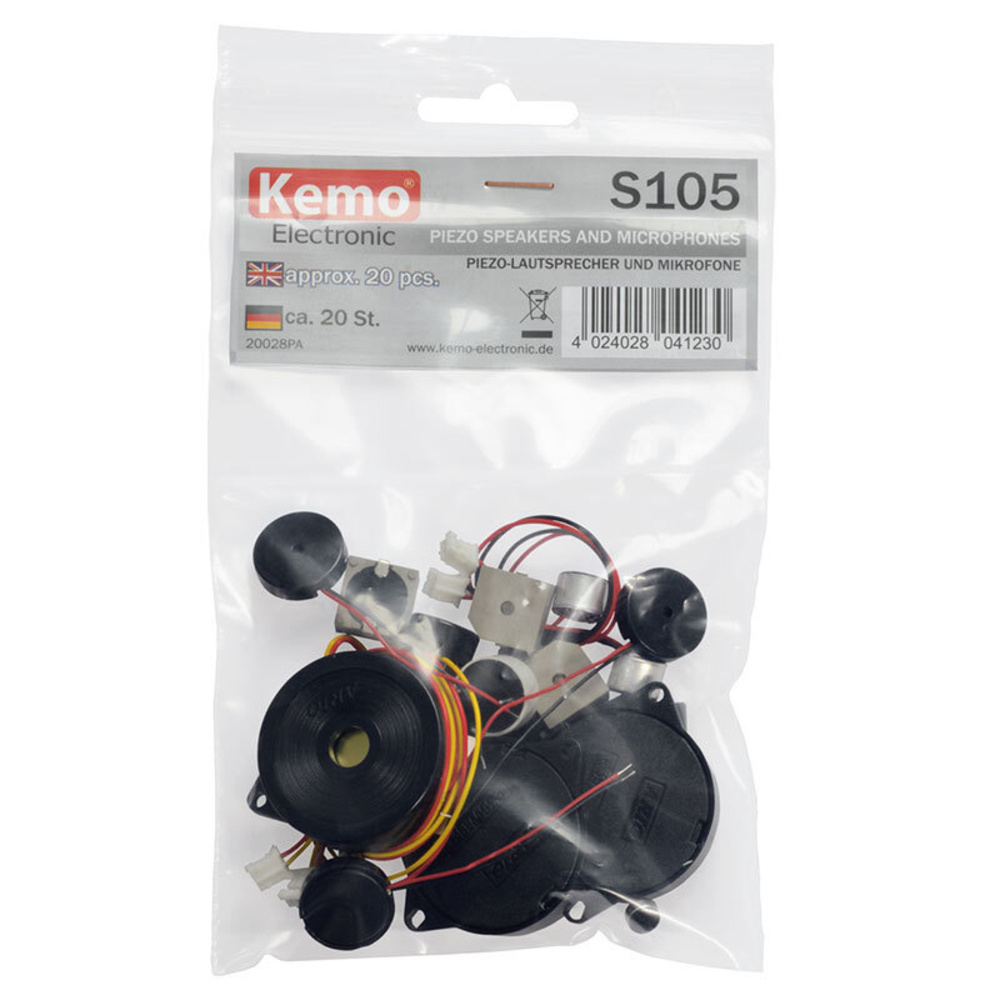Kemo Piezo-Lautsprecher- und Mikrofone-Sortiment S105, Zufallssortiment, ca. 20 Stück
