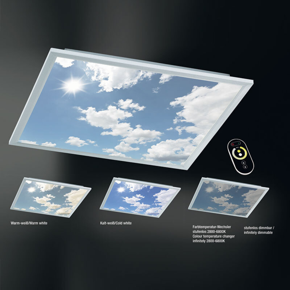Wofi 44-W-LED-Deckenleuchte "Wolkenhimmel" mit Funk-Fernbedienung