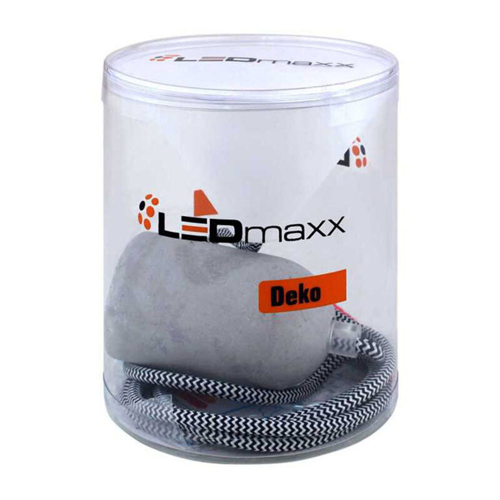 LEDmaxx Beton-Lampenfassung mit Textilkabel (schwarz/weiß) und Baldachin