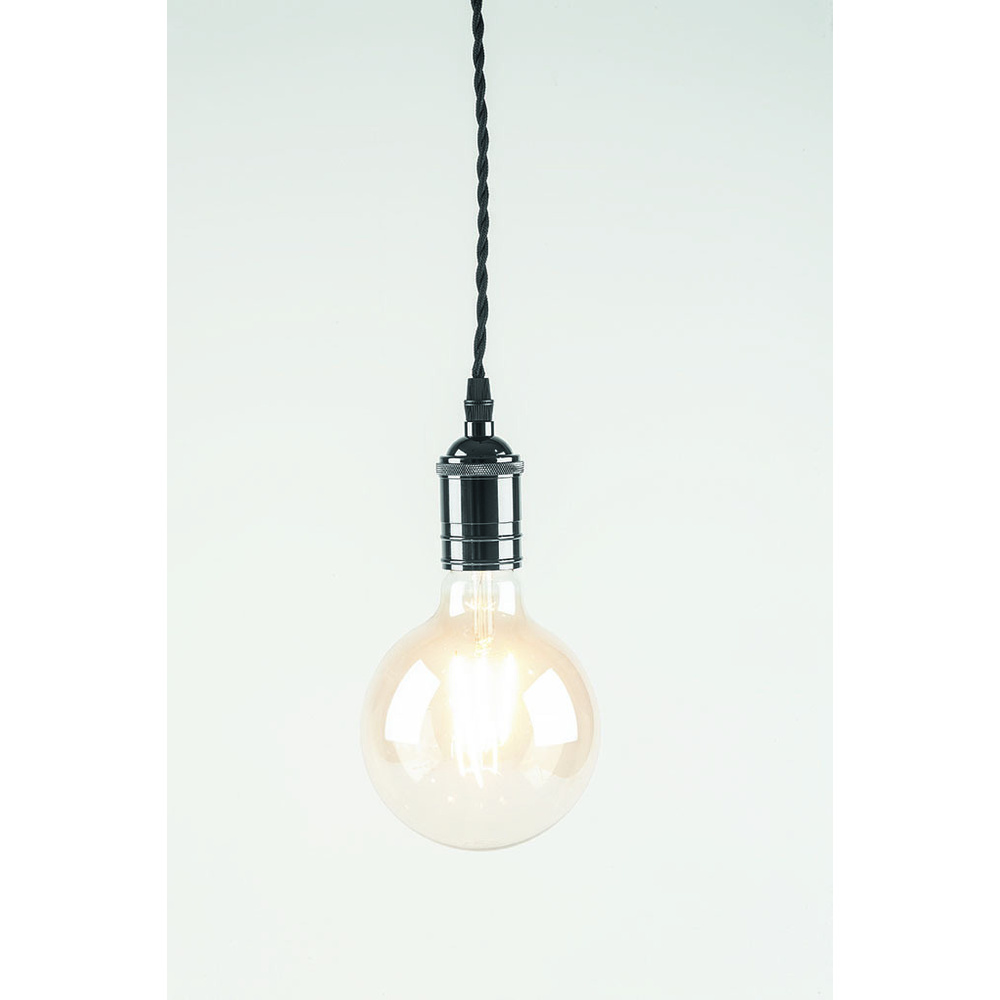 LEDmaxx Metall-Lampenfassung V2 mit Textilkabel (schwarz) und Baldachin