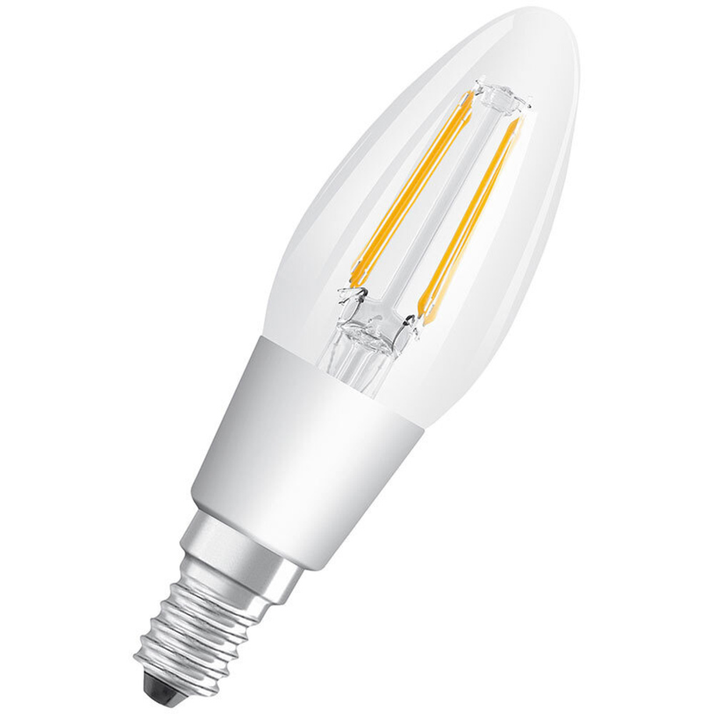OSRAM LED STAR PLUS GLOWdim 4-W-Filament-LED-Kerzenlampe E14 mit GlowDim-Technologie, warmweiß