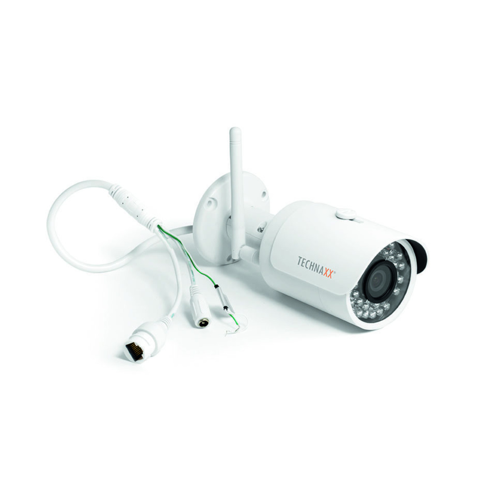 Technaxx WLAN-IP-Bulletkamera TX-65, 2,6 mm Fixobjektiv, 30 m IR-Reichweite