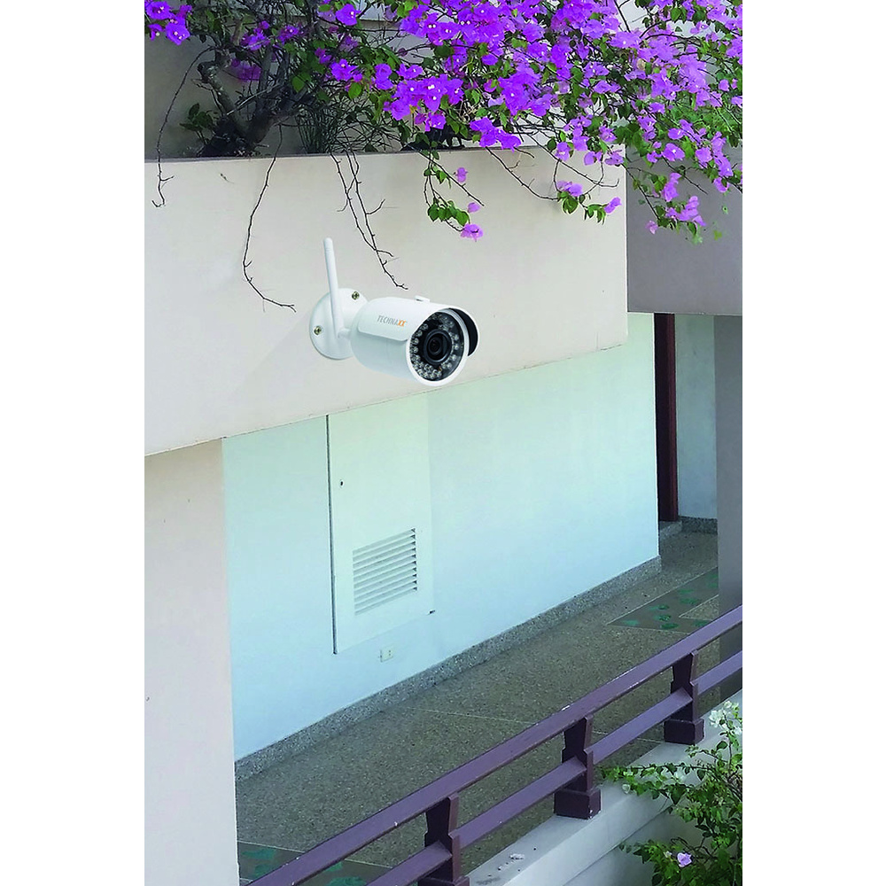 Technaxx WLAN-IP-Bulletkamera TX-65, 2,6 mm Fixobjektiv, 30 m IR-Reichweite