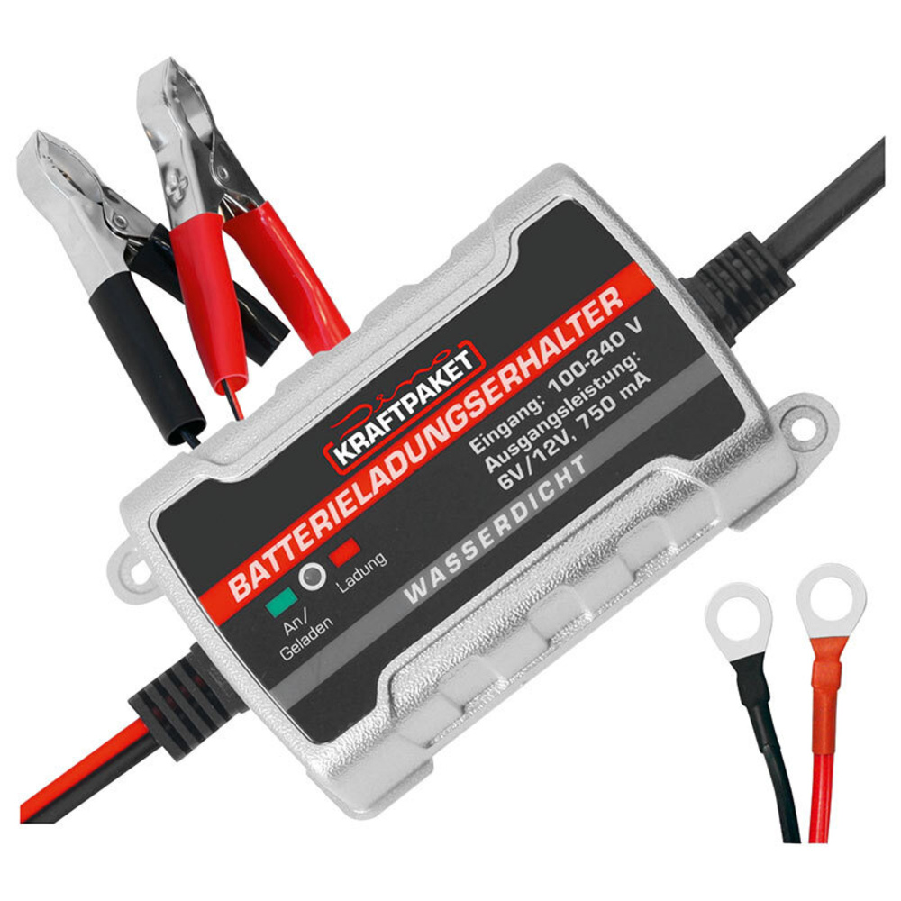 Dino Kraftpaket Erhaltungsladegerät für Autobatterien, 6/12 V, 0,75 A