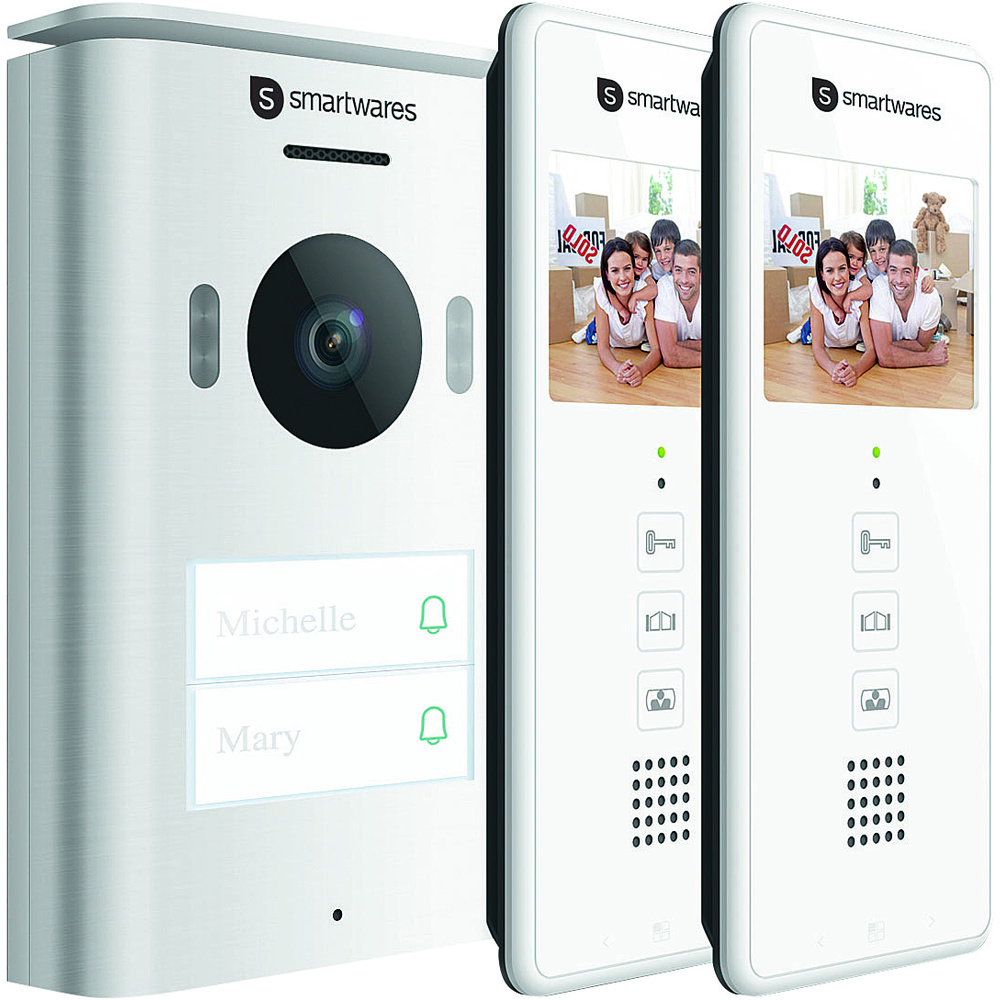 Smartwares 2-Draht-Video-Türsprechanlage für 2-Familienhaus mit 8,89-cm-Bildschirm