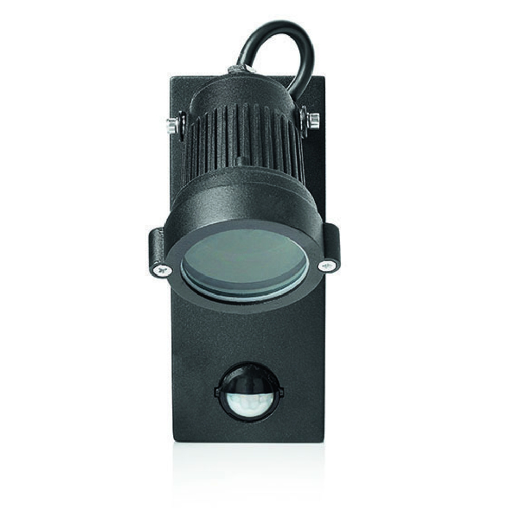 Smartwares Sensor-Wandleuchte mit PIR-Bewegungsmelder, Leuchteinheit ausrichtbar, schwarz, IP44
