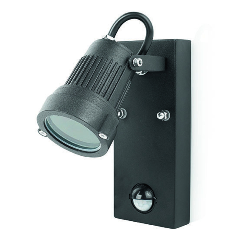 Smartwares Sensor-Wandleuchte mit PIR-Bewegungsmelder, Leuchteinheit ausrichtbar, schwarz, IP44
