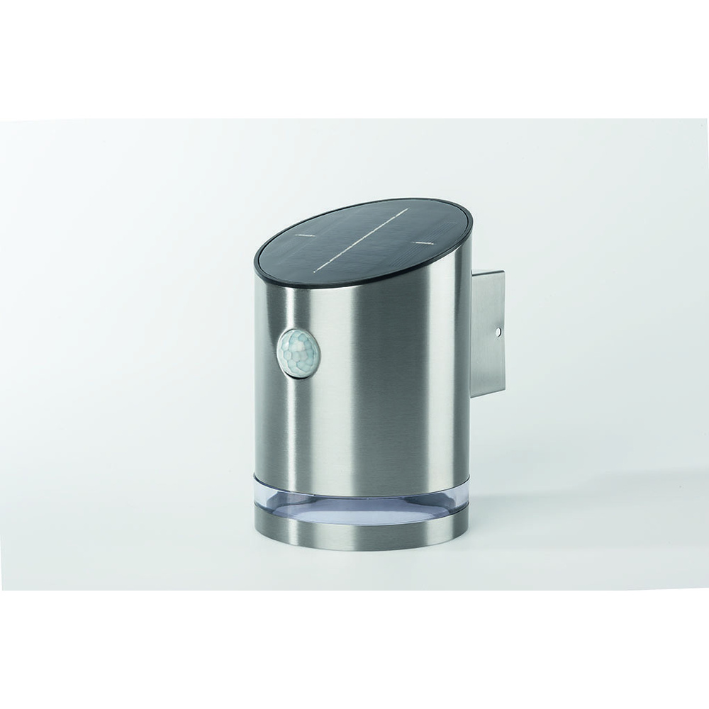 ELV 2-W-Solar-LED-Wandleuchte mit Bewegungsmelder, silber, IP44