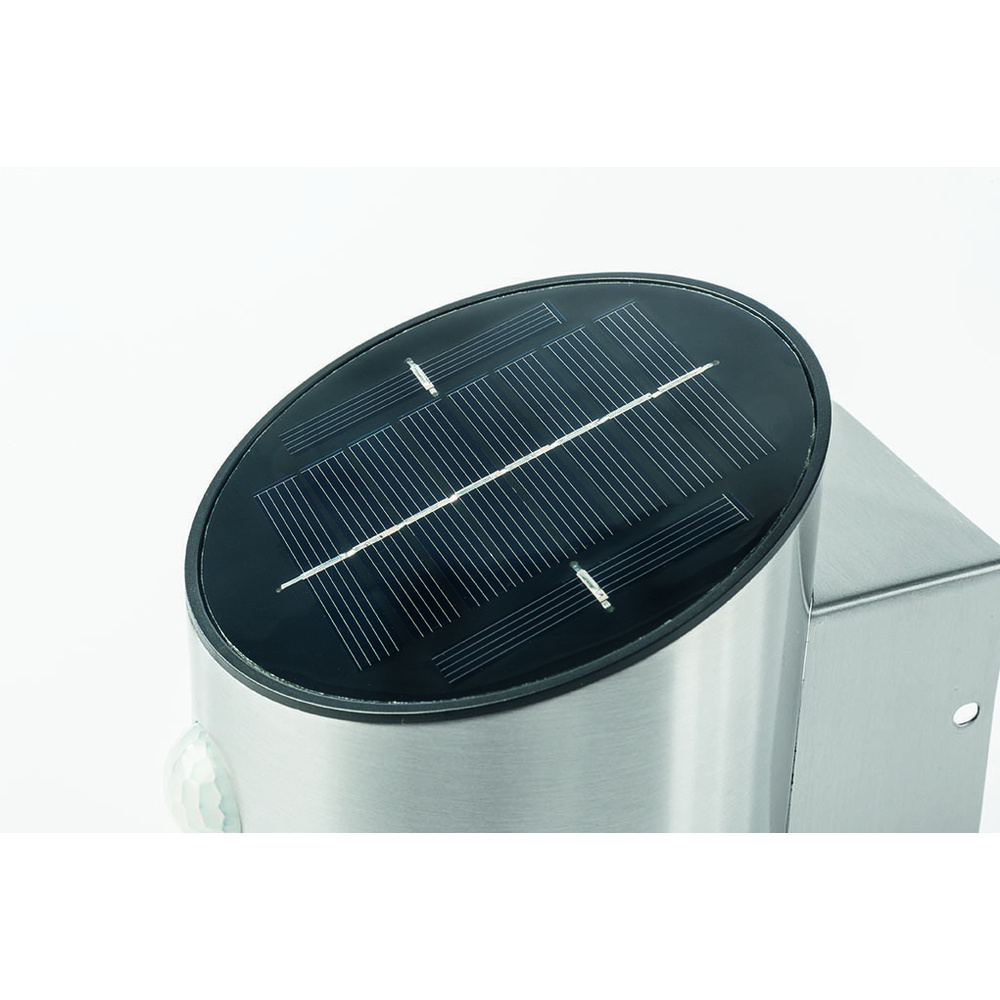 ELV 2-W-Solar-LED-Wandleuchte mit Bewegungsmelder, silber, IP44