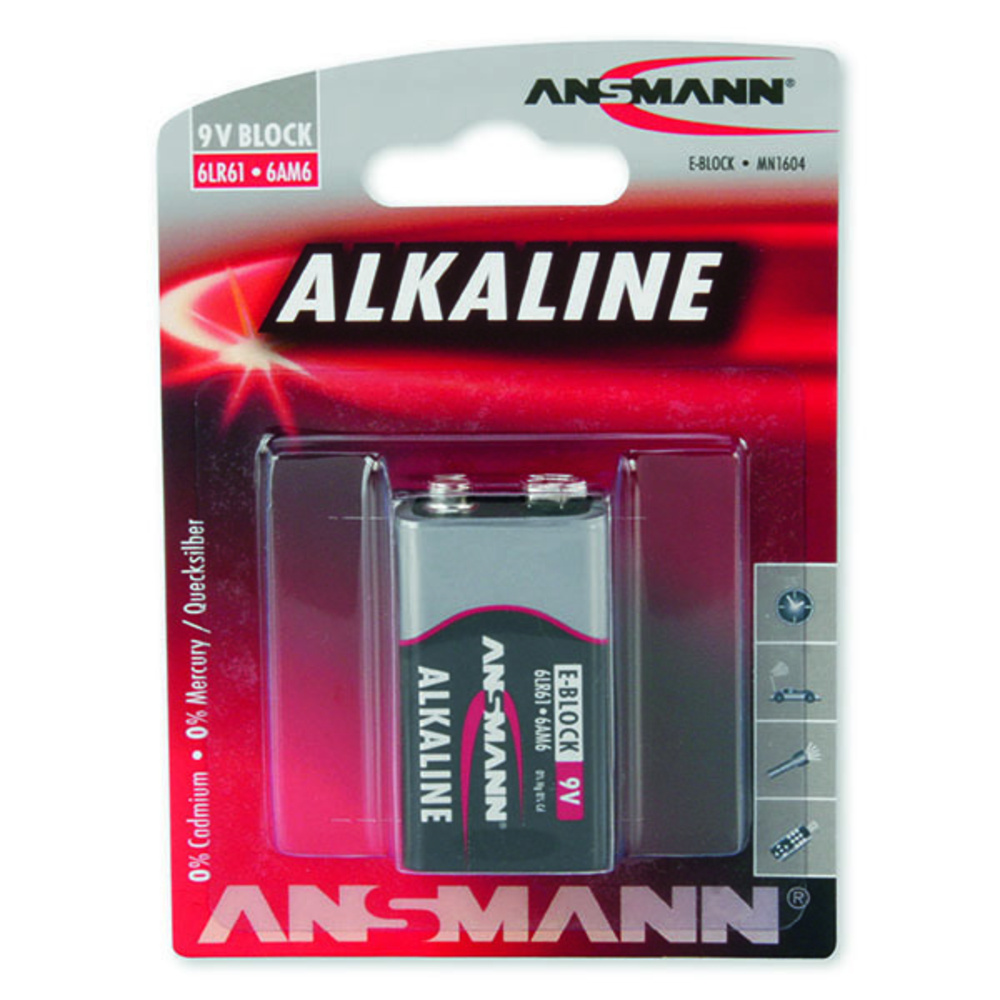 Ansmann Alkaline Batterie 9-V-Block, 1er-Pack