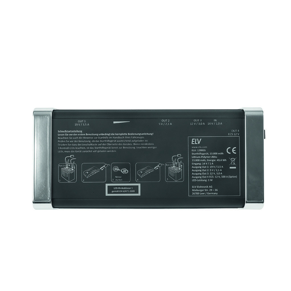 ELV Kfz-Starthilfegerät, mit 13.000 mAh @3,7V Akku-Kapazität