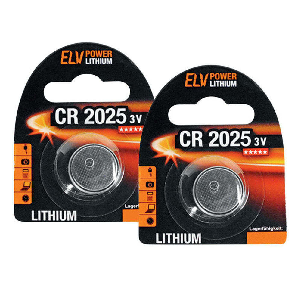 ELV Lithium-Knopfzelle CR2025, 2er Pack