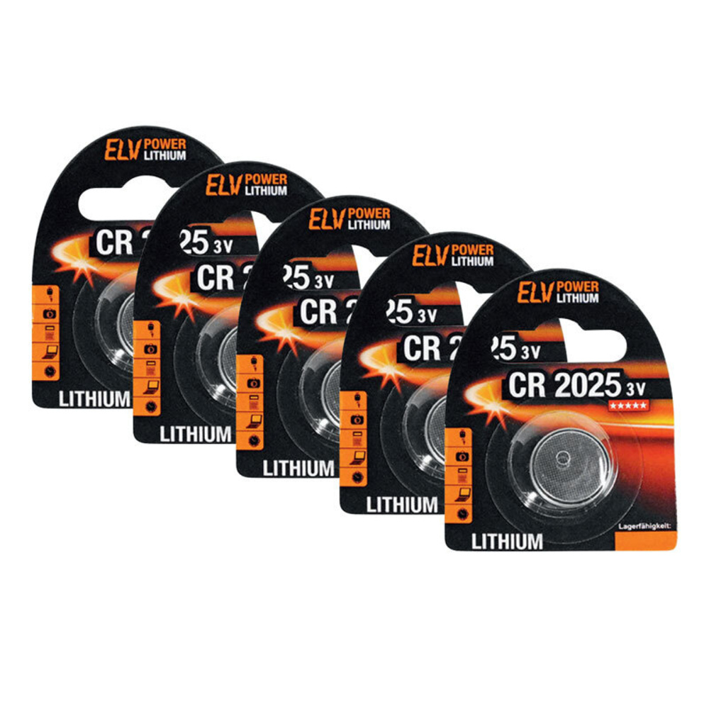 ELV Lithium-Knopfzelle CR2025, 5er Pack