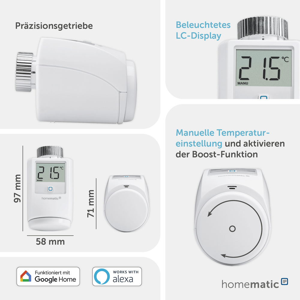 Homematic IP Smart Home Heizkörperthermostat, HmIP-eTRV-2