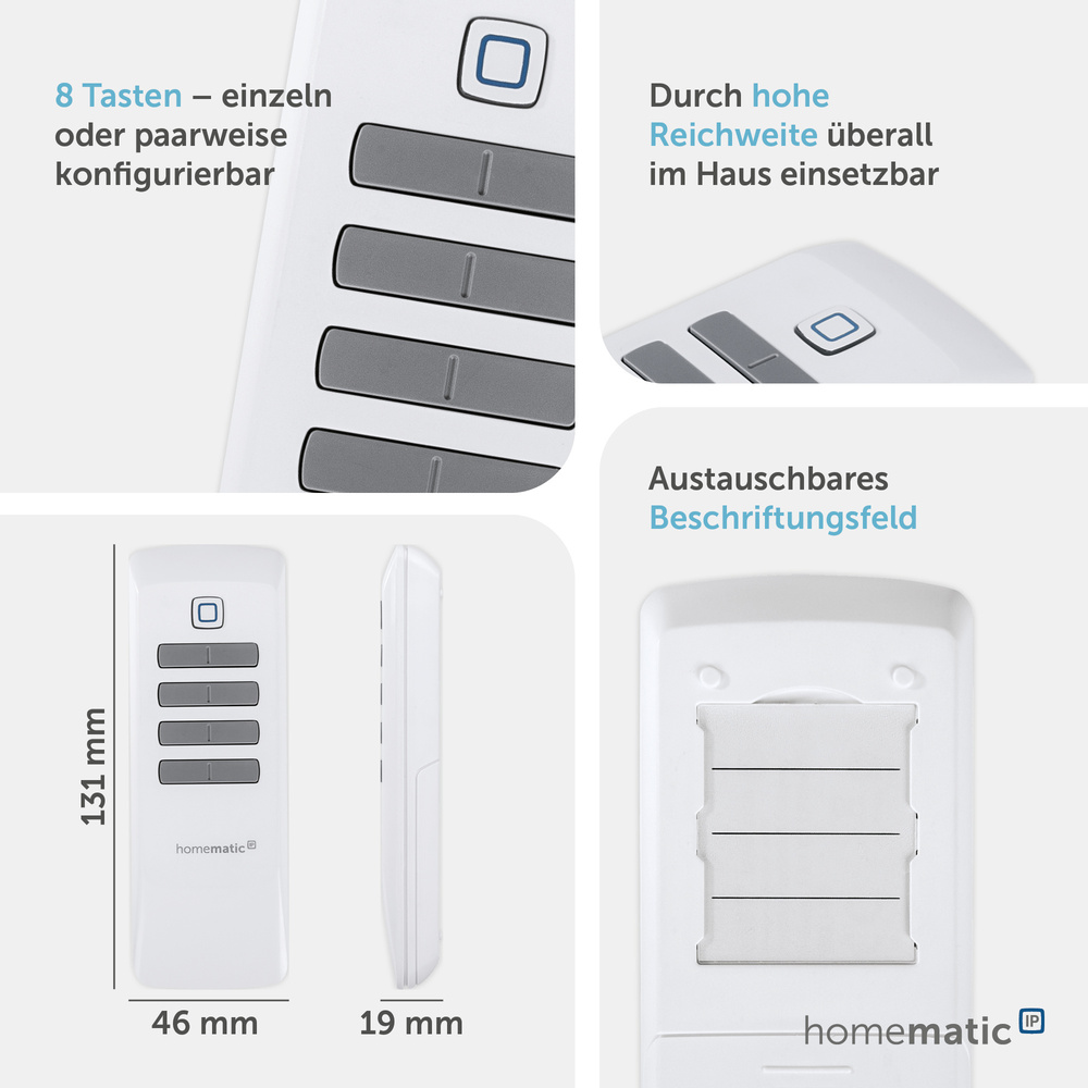 Homematic IP Smart Home Fernbedienung – 8 Tasten, HmIP-RC8