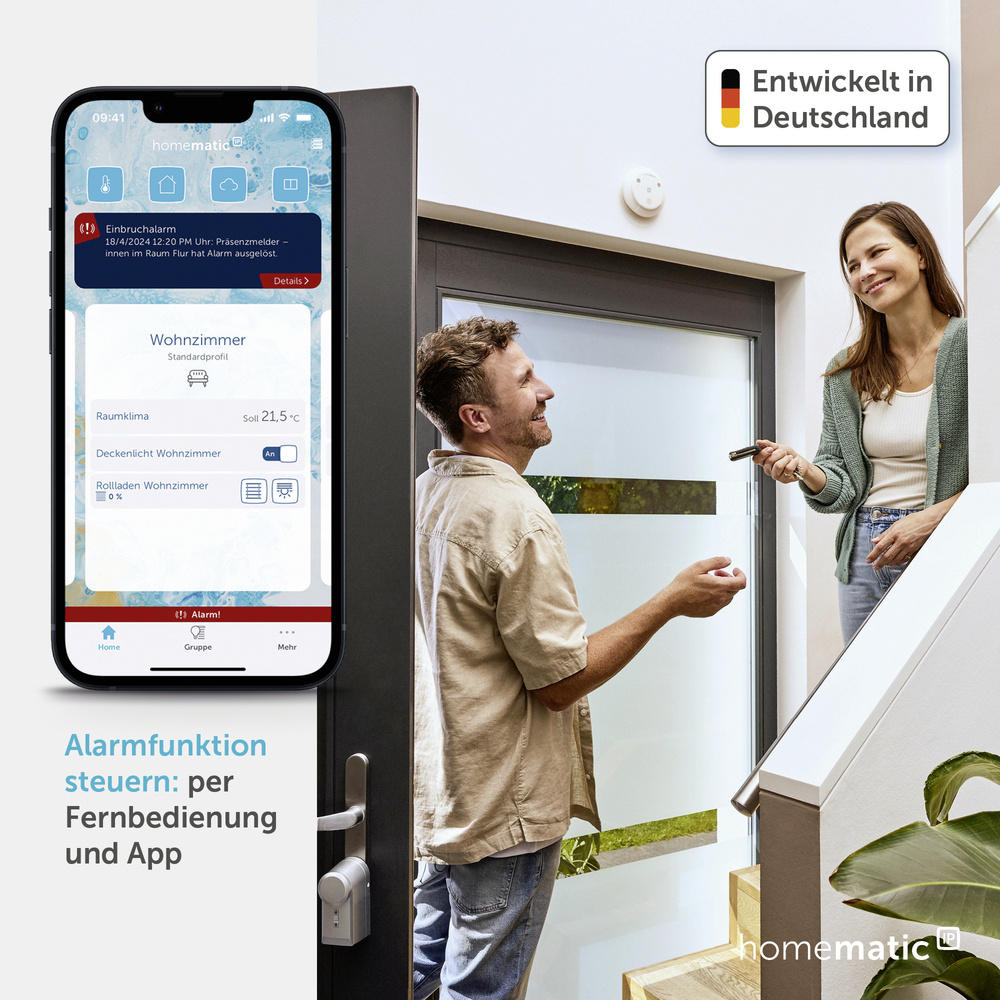 Homematic IP Smart Home Schlüsselbundfernbedienung – Alarm, HMIP-KRCA