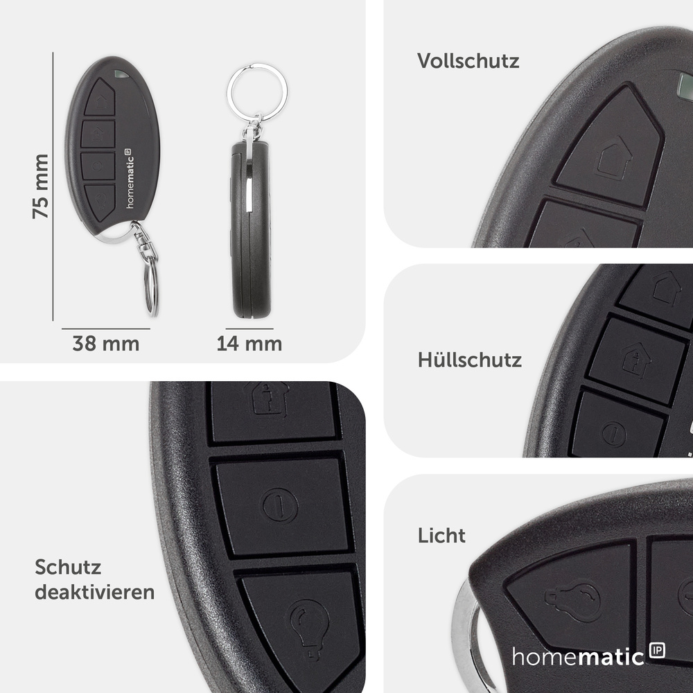 Homematic IP Smart Home Schlüsselbundfernbedienung – Alarm, HMIP-KRCA