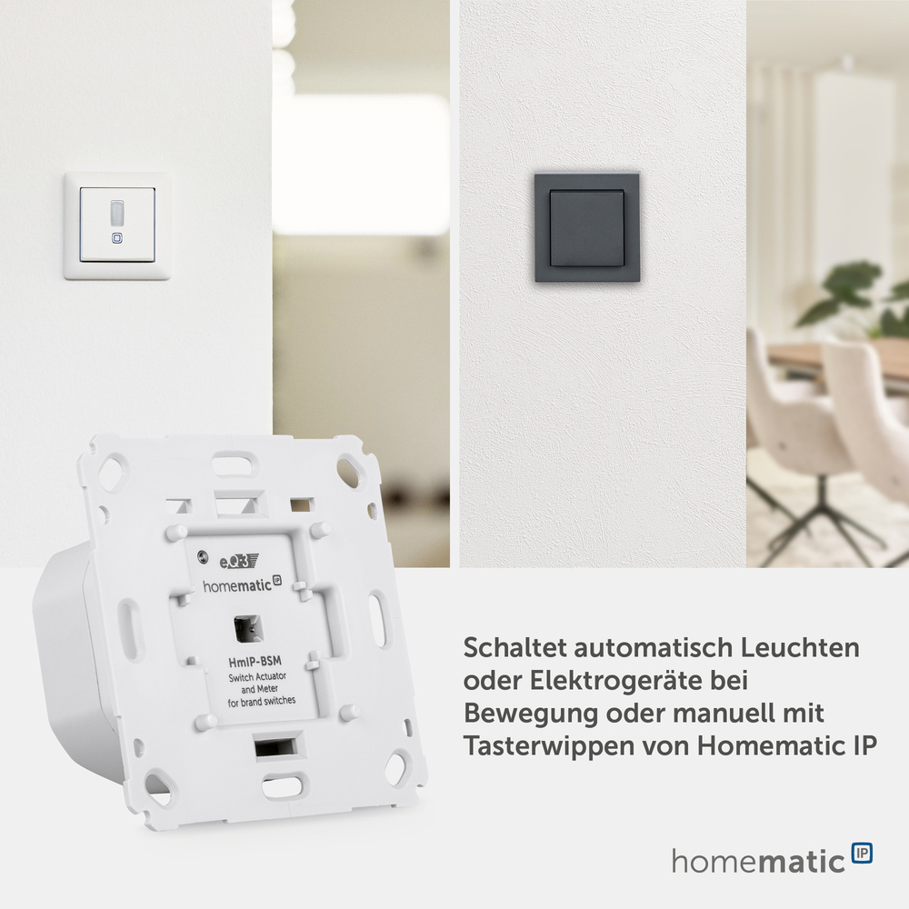 Homematic IP Smart Home Schalt-Mess-Aktor für Markenschalter, HmIP-BSM