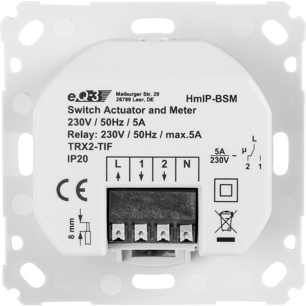 Homematic IP Smart Home Schalt-Mess-Aktor für Markenschalter, HmIP-BSM