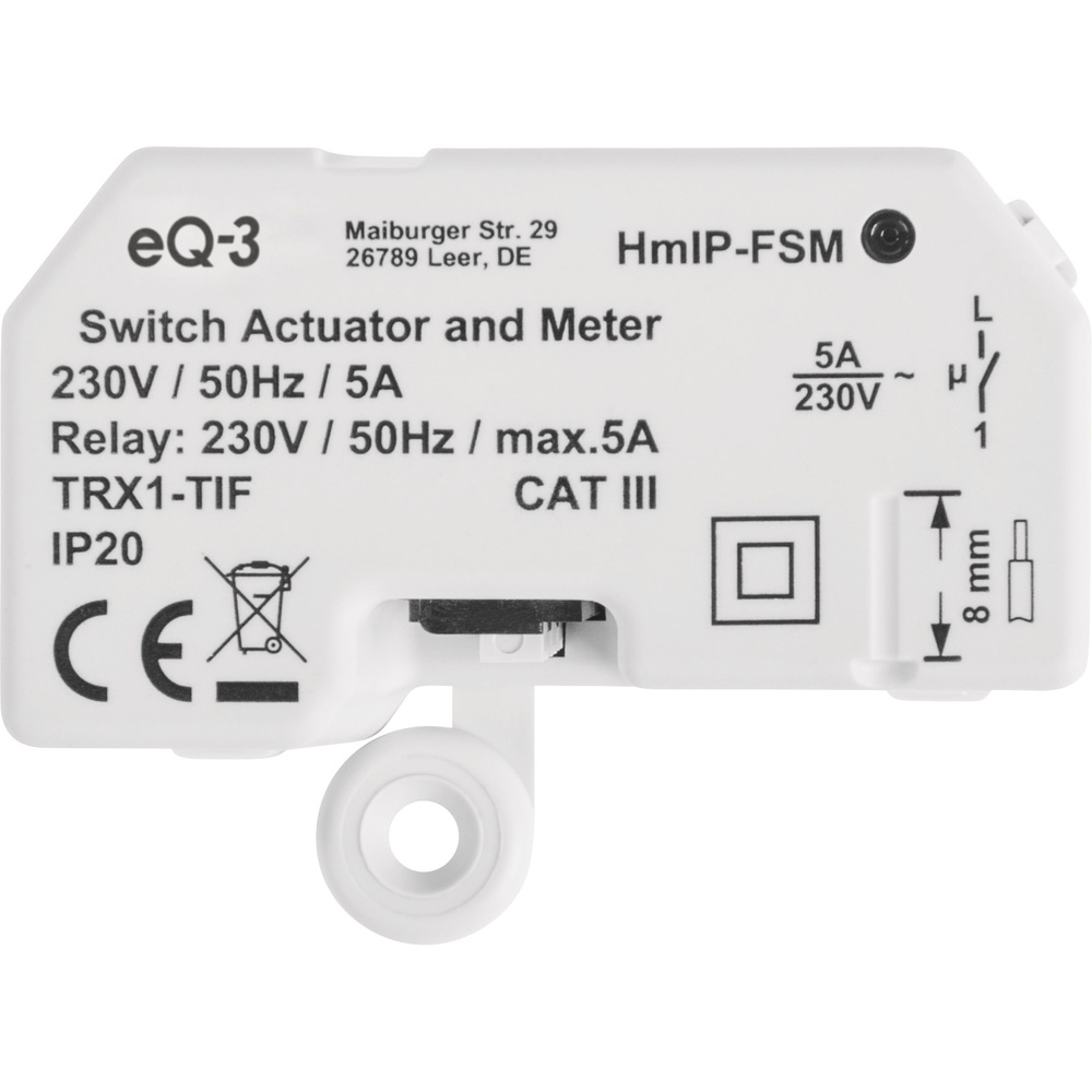 Homematic IP Smart Home Schalt-Mess-Aktor – Unterputz, HmIP-FSM