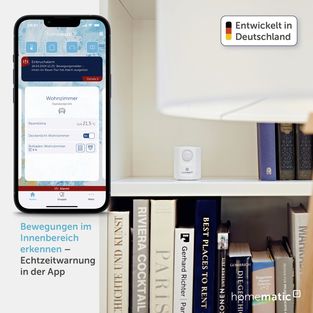 Homematic IP Smart Home Bewegungsmelder mit Dämmerungssensor – innen, HmIP-SMI