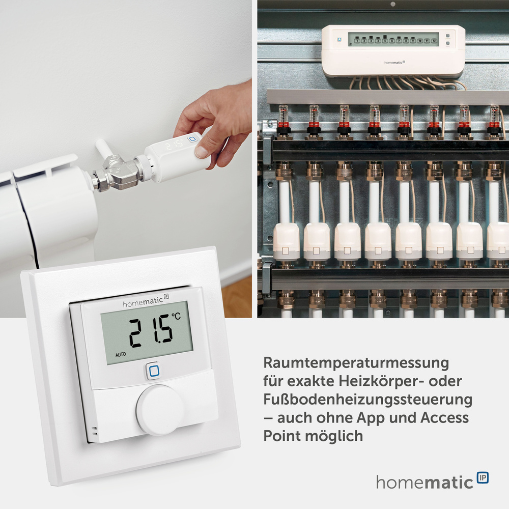 Homematic IP Smart Home Wandthermostat mit Luftfeuchtigkeitssensor, HmIP-WTH-2