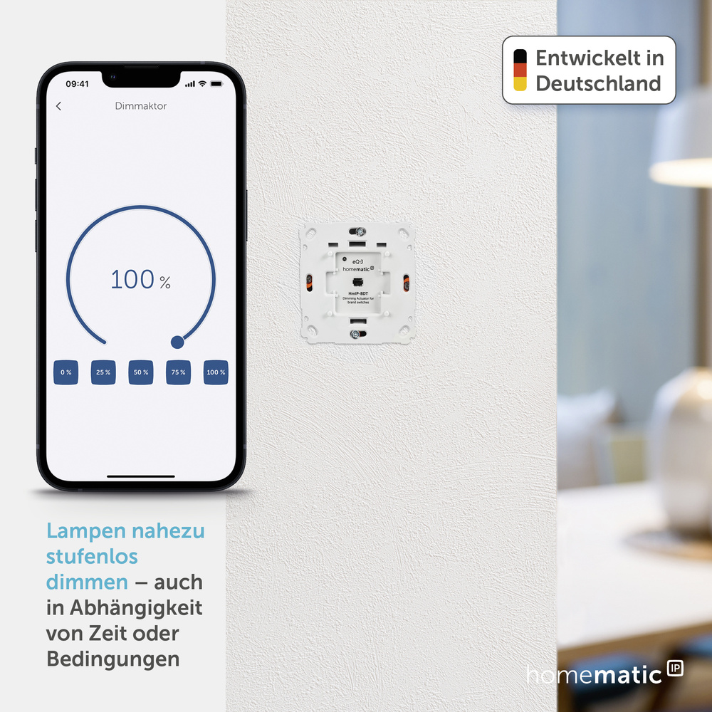 Homematic IP Smart Home Dimmaktor für Markenschalter – Phasenabschnitt, HmIP-BDT