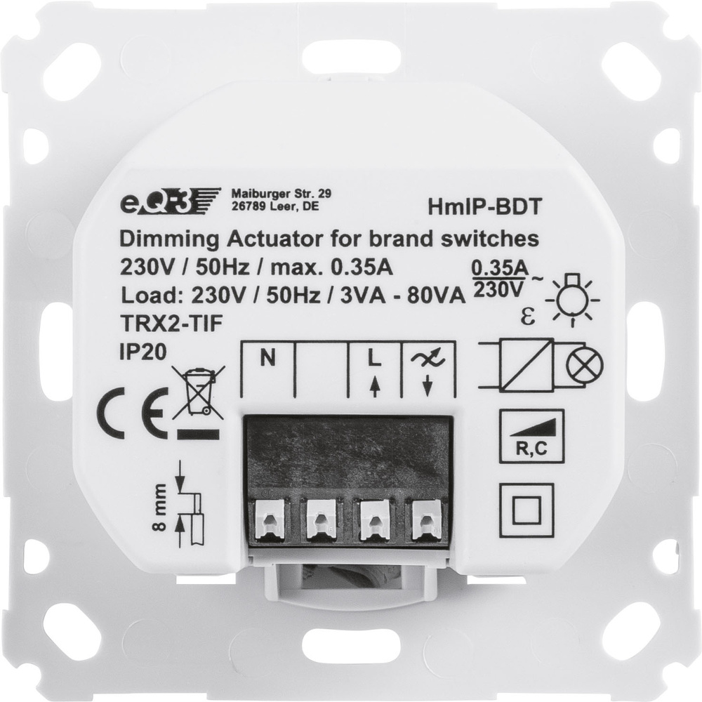 Homematic IP Smart Home Dimmaktor für Markenschalter – Phasenabschnitt, HmIP-BDT