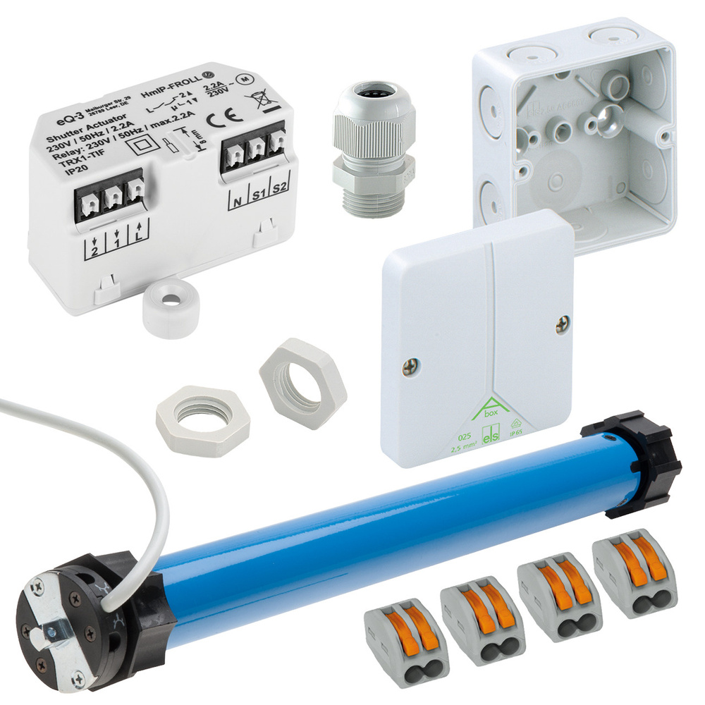 Beschattungsset für Homematic IP mit Unterputz-Rollladenaktor, 10-Nm mechanischer Rohrmotor
