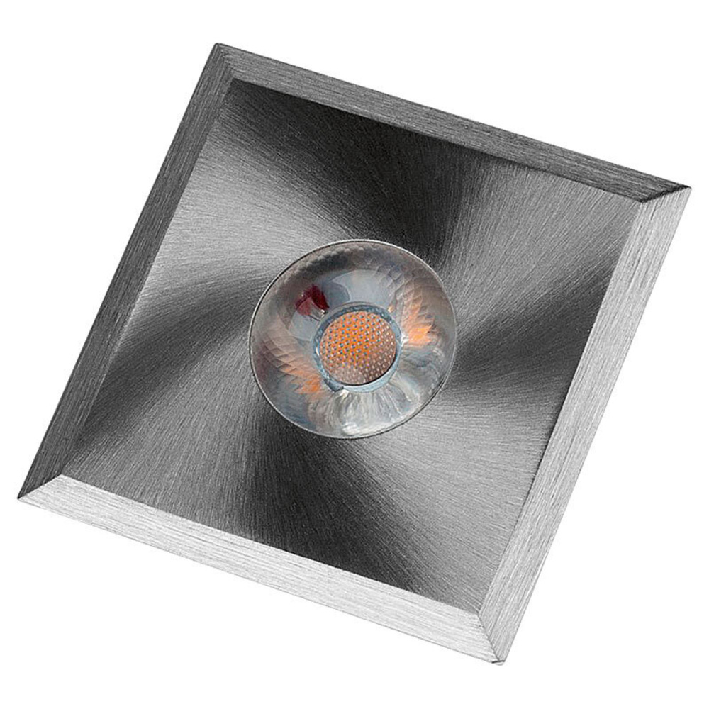 Heitronic 6-W-LED-Einbaustrahler aus gebürstetem Aluminium, quadratisch, IP20, Einbautiefe nur 20 mm