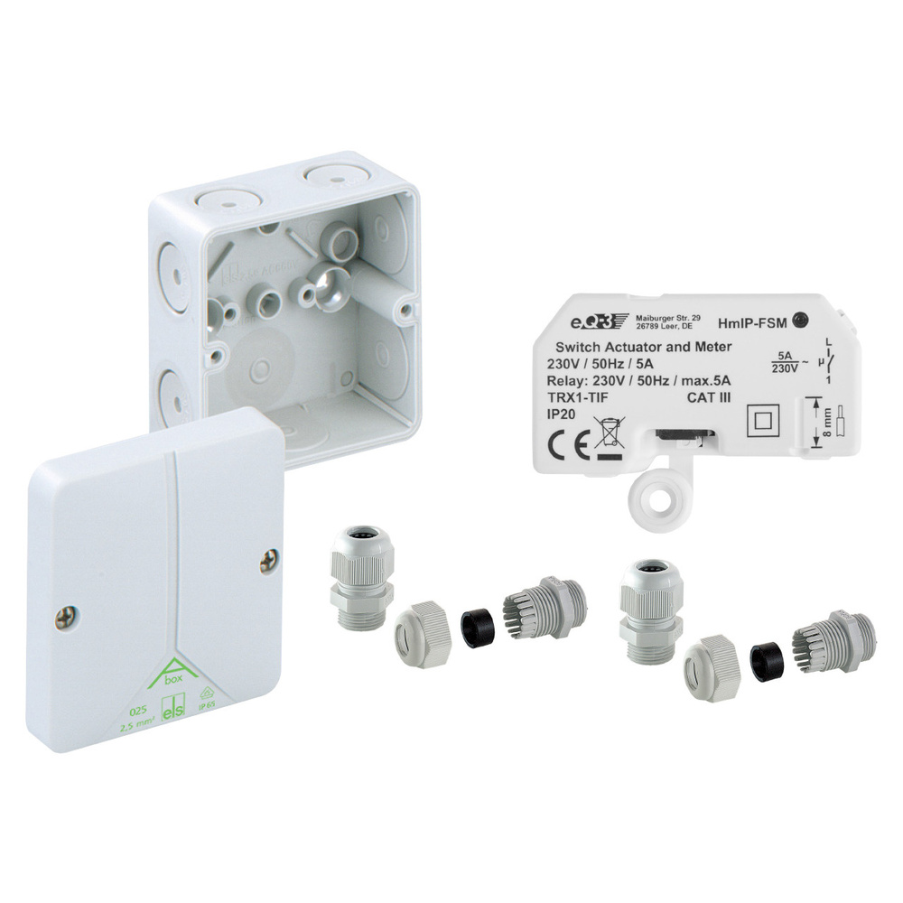 Homematic IP Smart Home Schalt-Mess-Aktor HmIP-FSM für den Außenbereich inkl. Verteilerdose ABOX