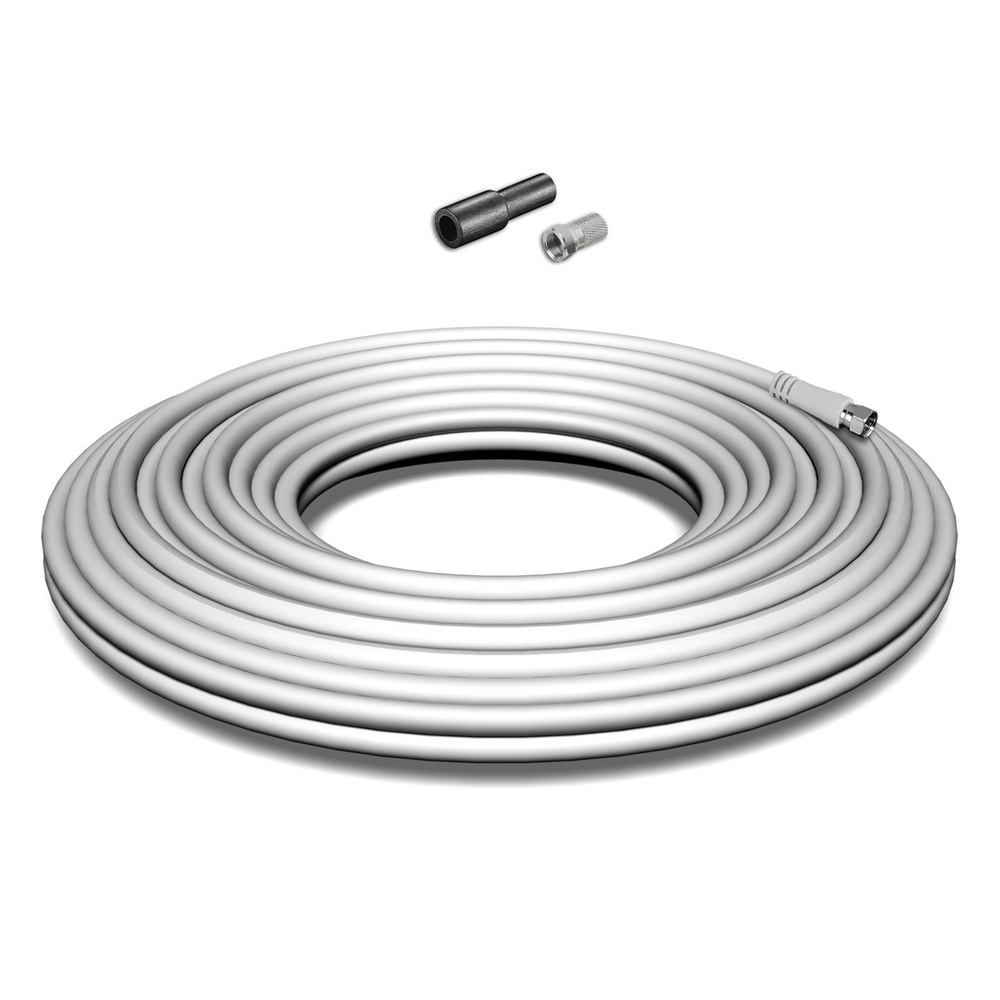 Megasat Koaxialkabel-Set 120, Schirmmaß 110 dB, 4-fach abgeschirmt, inkl. F-Stecker, weiß, 20 m
