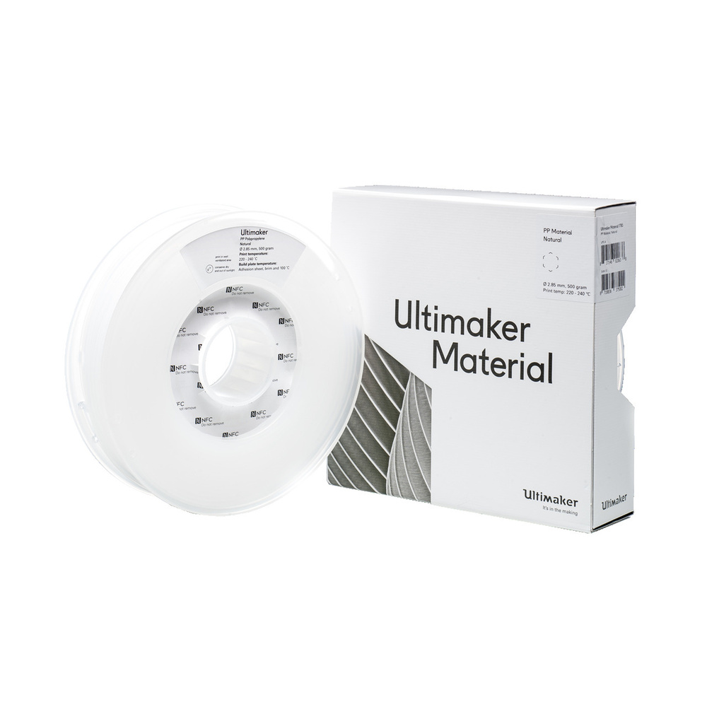 Ultimaker 3 PP-Filament, halbflexibel und langlebig, 2,85 mm, 750 g, natur