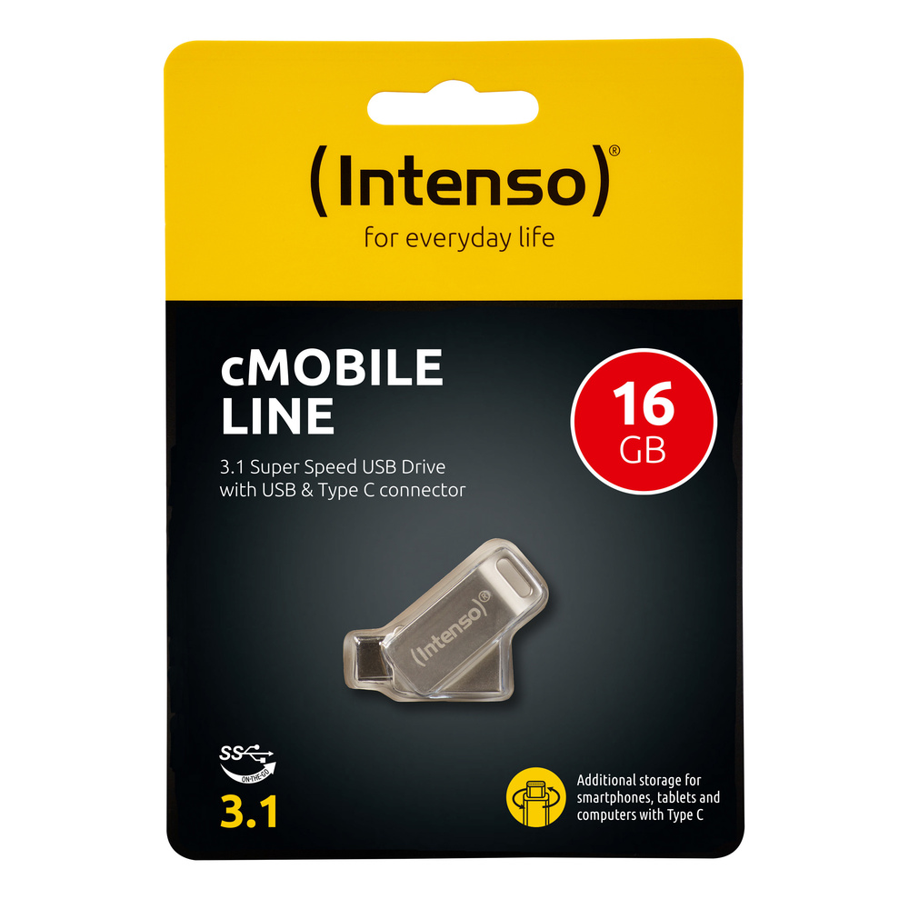 Intenso USB-Stick cMobile Line, USB-Typ-A und USB-Typ-C-Anschluss, 16 GB