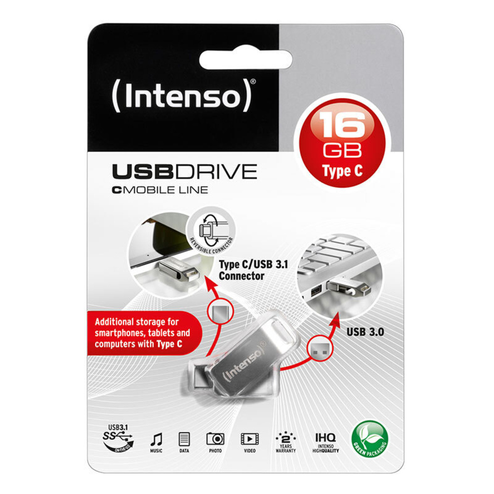 Intenso USB-Stick cMobile Line, USB-Typ-A und USB-Typ-C-Anschluss, 16 GB