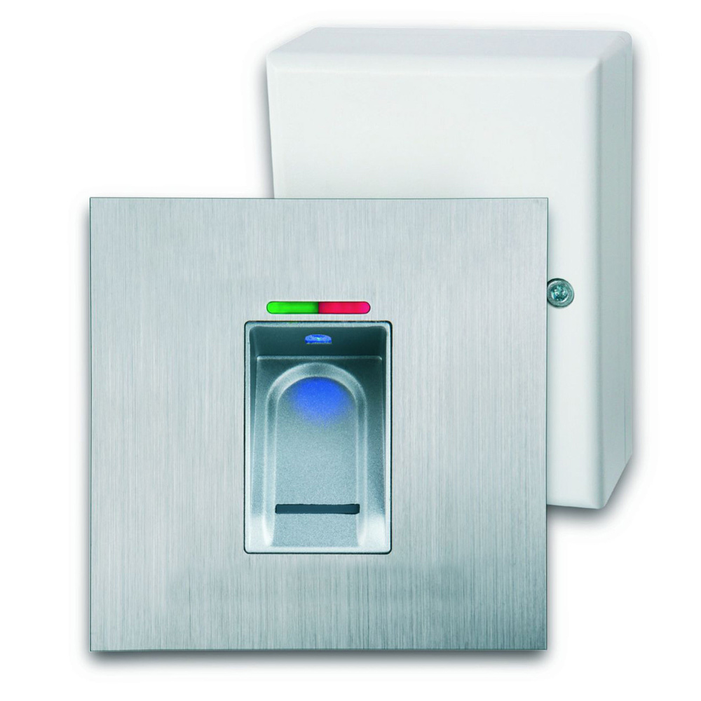 ELV Sparset mit BioKey Gate Fingerabdruckscanner (Aufputz) + Funk-Türschlossantrieb KeyMatic (silber) + Funk-Tasterschnittstelle