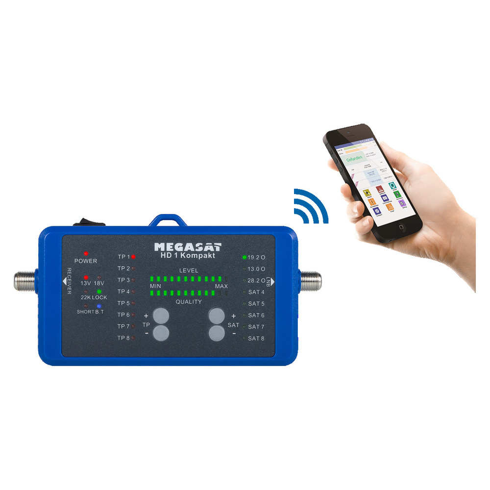 Megasat Satfinder / Sat-Messgerät HD 1 Kompakt, DVB-S/S2, Smartphone-Anbindung, inkl. Powerbank