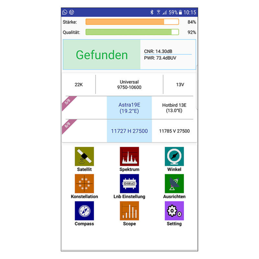 Megasat Satfinder / Sat-Messgerät HD 1 Kompakt, DVB-S/S2, Smartphone-Anbindung, inkl. Powerbank