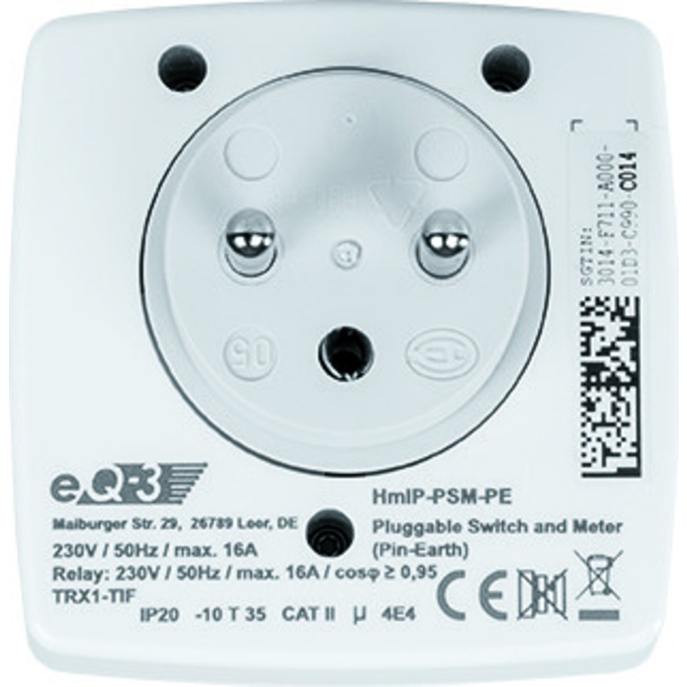 Homematic IP Smart Home Schalt-Mess-Steckdose Pin-Earth (nur für Frankreich, Polen und Belgien)Homematic IP Smart Home Schalt-Mess-Steckdose (Pin-Earth), HmIP-PSM-PE